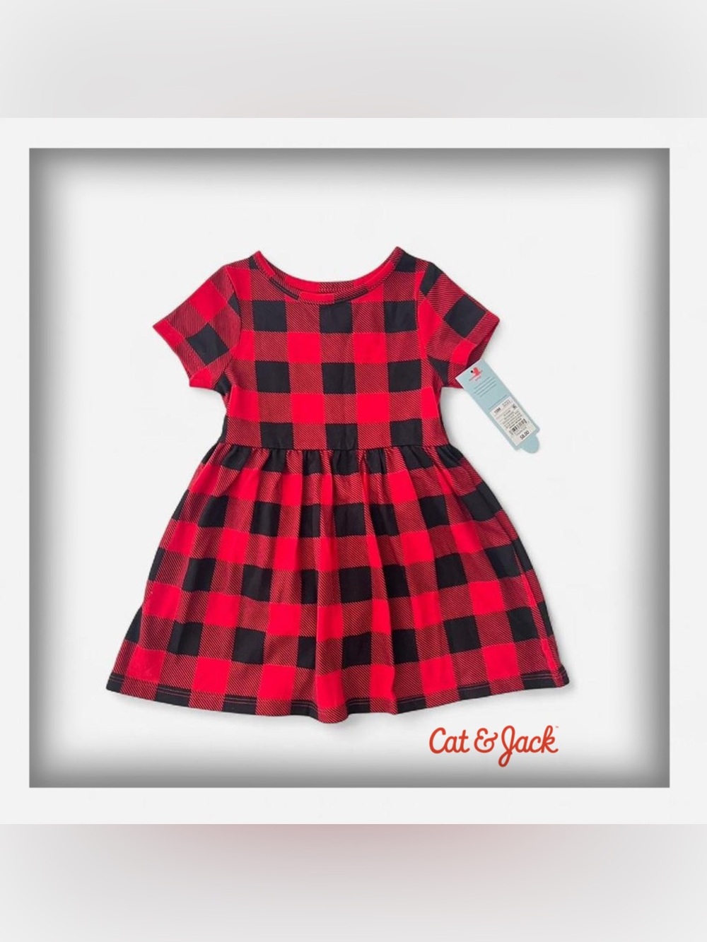 Cat & Jack Red and Black Checkered Kids Dress